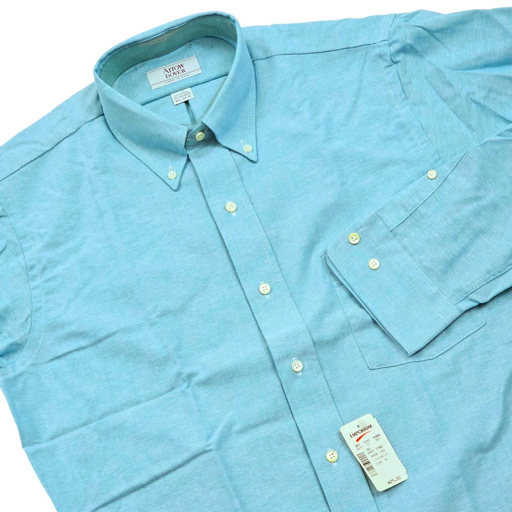 NEW Arrow Dover Dress Shirt Mens 15.5 34/35 Blue Oxford Button‎ Down Vintage USA